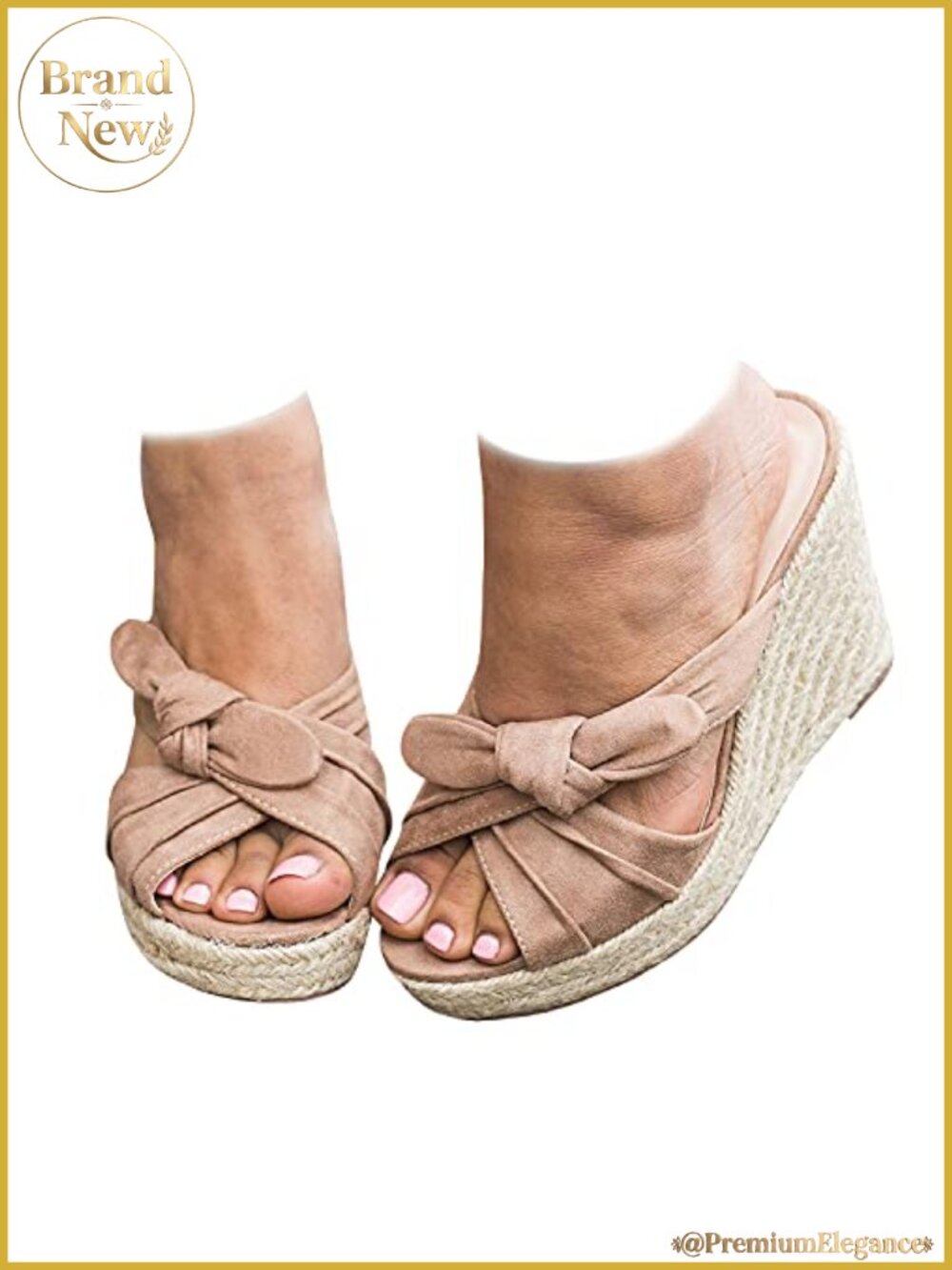 Fashare Women's Espadrille Wedge Slide Sandals Bow Knot Open Toe Slip On